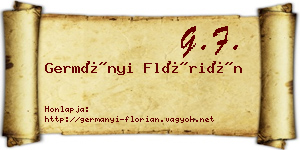 Germányi Flórián névjegykártya